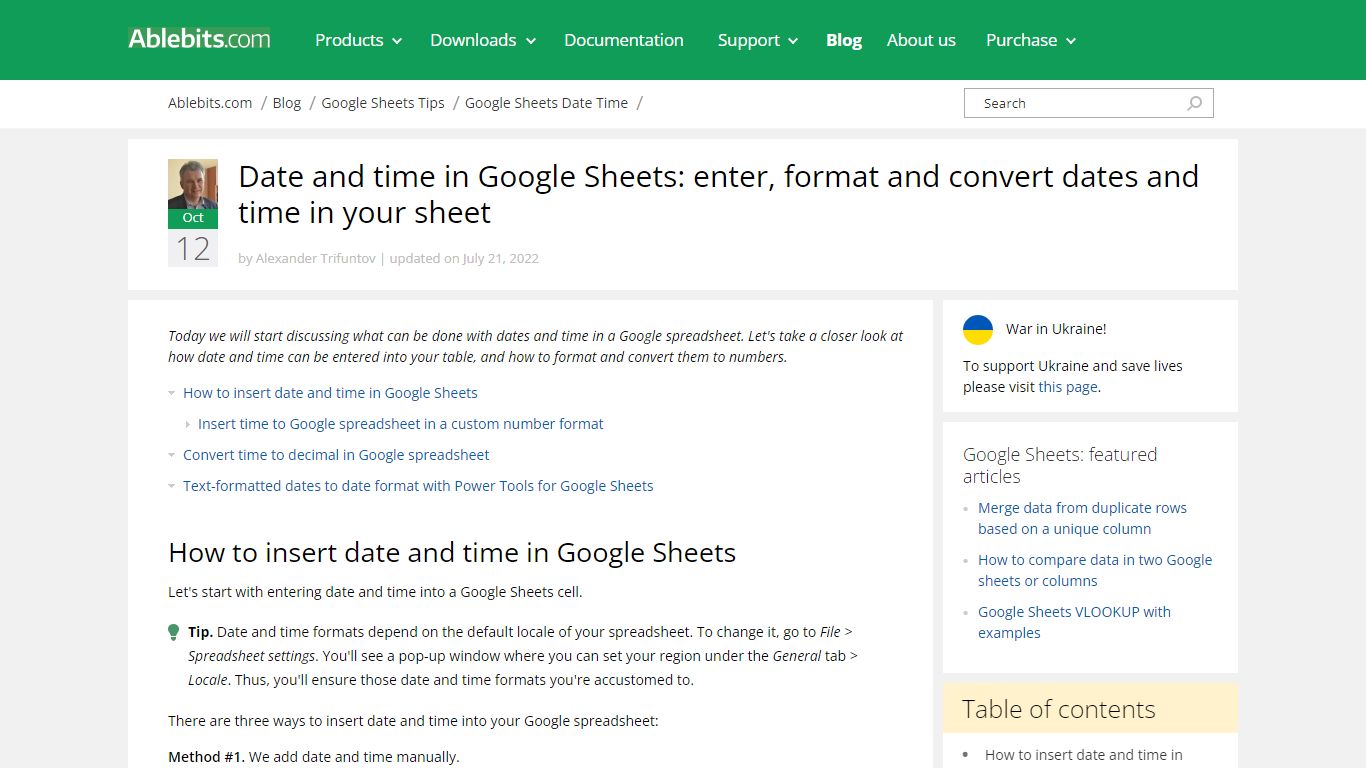 Date and time in Google Sheets - Ablebits