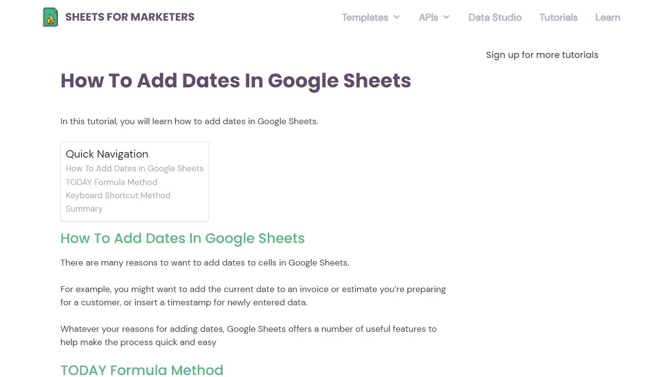 How To Add Dates In Google Sheets - Sheets for Marketers